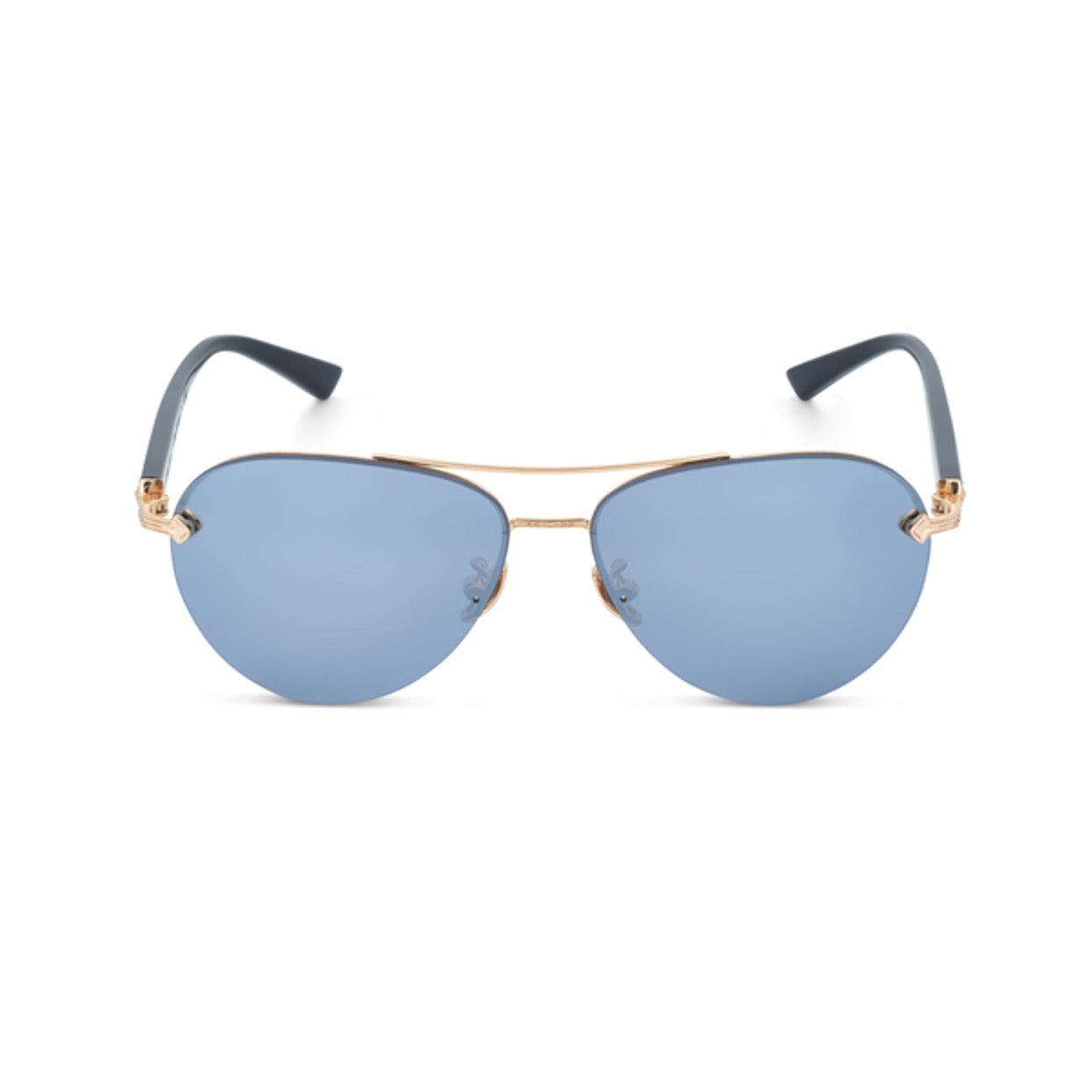 DOMINANCE sunglasses in Mirror [Black] – front view with silver frame on white background