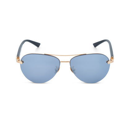 DOMINANCE sunglasses in Mirror [Black] – front view with silver frame on white background